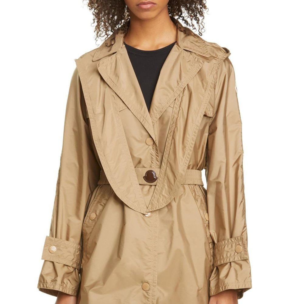 New Authentic Vanille Tie Hood Trench Coat